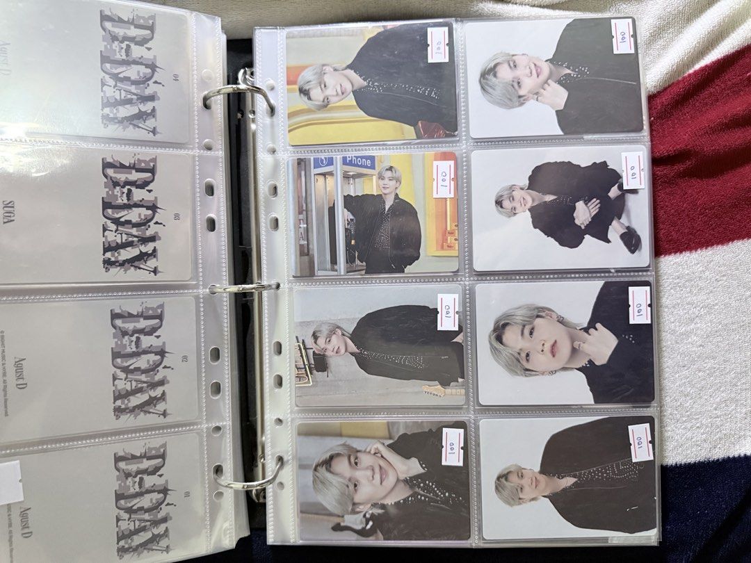 BTS Suga Agust D Sowoozoo Photocards Collection (Category: K-Wave Merchandise) located in Manila. Submitted by kdd7141 (Listing ID 1467497703, Image 3). Description: - Authentic BTS Suga photocards from multiple eras (Agust D, Sowoozoo, PTD on Stage, etc.) - Well-kept and safely stored in binder pockets - Individual prices range from ₱100 to ₱180 - Multiple versions available - Send a message for specific card availability or to inquire about bun