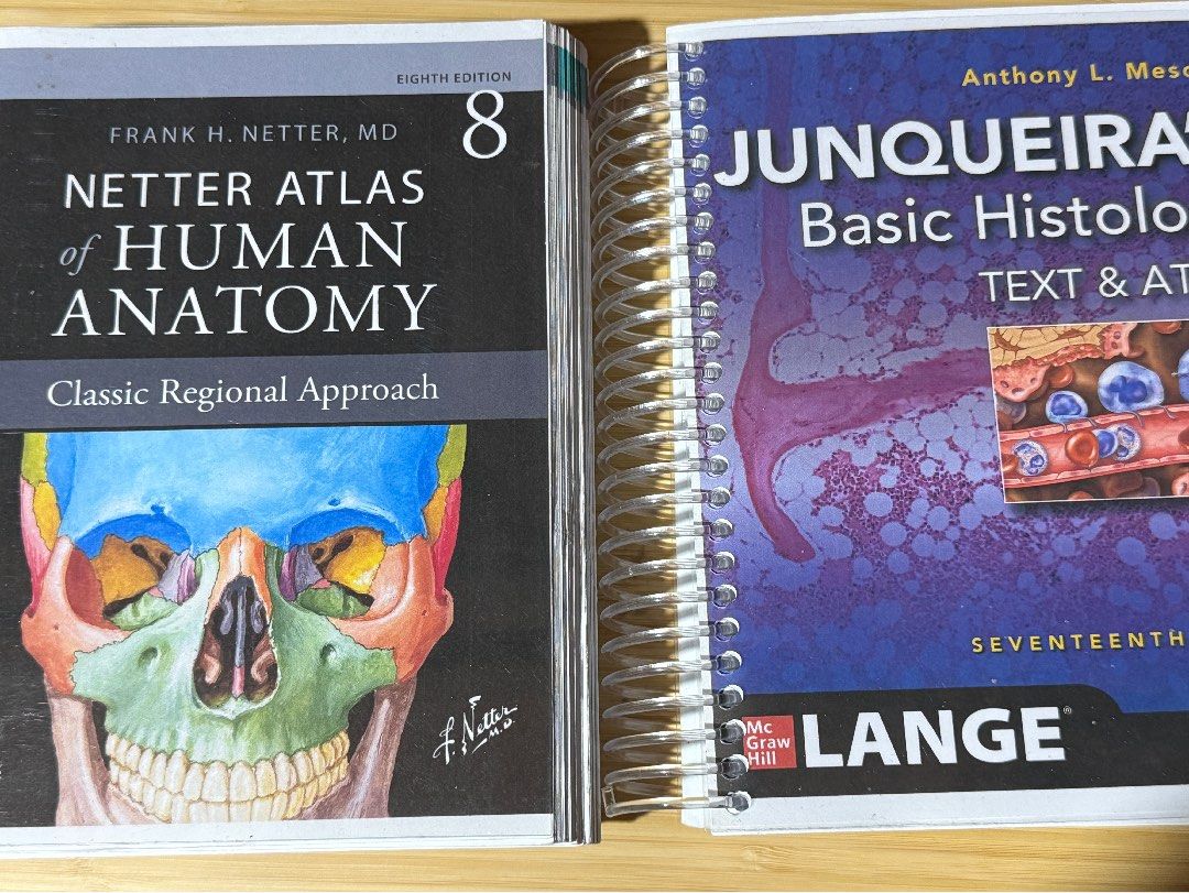 Bundle: Netter Atlas of Human Anatomy 8th & Junqueira Basic Histology 17th (Category: Textbooks) located in Pasay City. Submitted by meazie (Listing ID 1467498092, Image 1). Description: As bundle only 1) Netter Atlas of Human Anatomy 8th Edition - Booklet size 2) Junqueira’s Basic Histology 17th Edition - Booklet size Both have no writing or any marks. RFS: uses online version more.