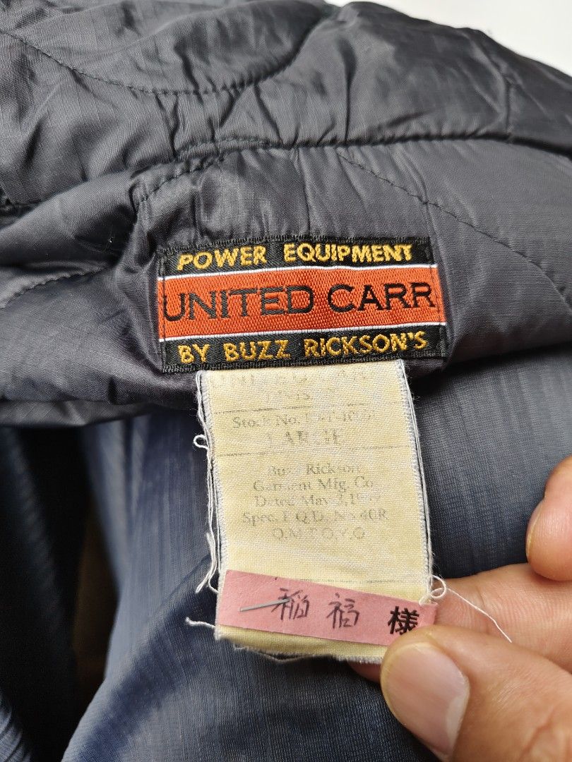 Buzz Rickson united carr quilted mens jacket (Category: Coats, Jackets and Outerwear) located in Baguio. Submitted by archival_thrifted.ph. (Listing ID 1467375059, Image 2). Description: FOR SALE‼️ .BUZZ RICKSON UNITED CARR QULITED MENS JACKET .STILL IN GOOD CONDITION .W/SIGNS OF USAGE .KINDLY CHECK EACH PHOTOS FOR DETAILS .SIZE LARGE ON TAG .PHP 2480 PLUS SF .❌❌ COP/COD .MOP GCASH .COURIER J&T .BAGUIO AREA .DM FOR SURE BUYER TY.