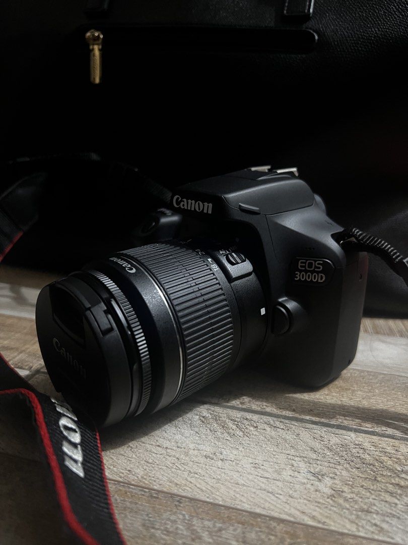 Canon DSLR EOS 3000D (Category: Cameras) located in Manila. Submitted by kitdeclutter (Listing ID 1467475130, Image 2). Description: ‼️ PLEASE READ AND NEGOTIATE FOR SURE BUYERS ‼️ Canon EOS 3000D DSLR camera - Condition: 9/10 (no scratches, dent-free, clean lens, fully functional) - Bought this 1 and a half year ago for school purposes, but i don’t use it anymore. INCLUSIONS: - Canon EOS 3000D Body - Canon EF-S 18-55mm Kit Lens - Original Canon 