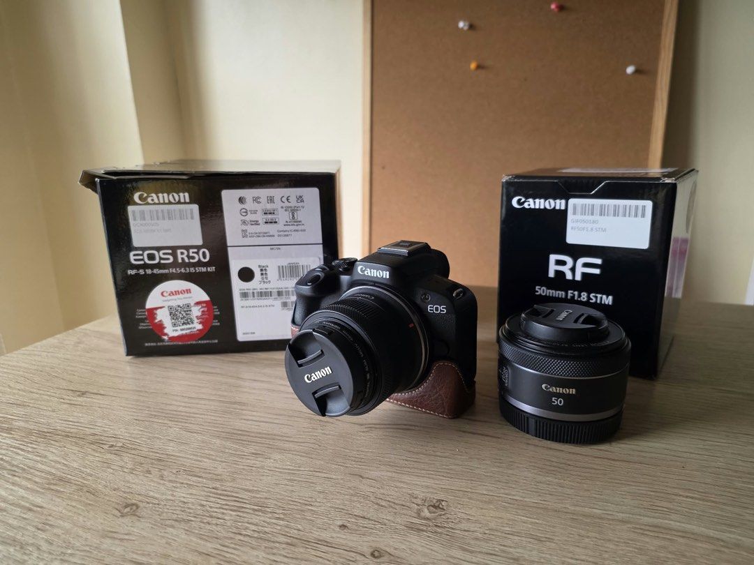 Canon EOS R50 Camera (Category: Cameras) located in Paranaque City. Submitted by kemaus (Listing ID 1467392774, Image 1). Description: EOS R50 Lens RF S18-45mm F4.5-6.3 IS STM kit lens Original strap + Additional strap Battery pack and battery charger original Cable Box with manuals Original invoice SD card not included Additional: Canon RF 50mm F1.8 STM (Original) + original Box (Camerahaus; 2024) with invoice.