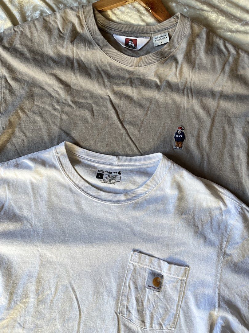 CARHARTT & BEN DAVIS SHIRT (Category: Tshirts & Polo Shirts ) located in Santiago. Submitted by justineolshp (Listing ID 1467416620, Image 2). Description: ASPACK Carhartt L on tag 24.5x31 BEN DAVIS L on tag 24x30 Issues/Flaws: pls see last pix 1,000 shipped.