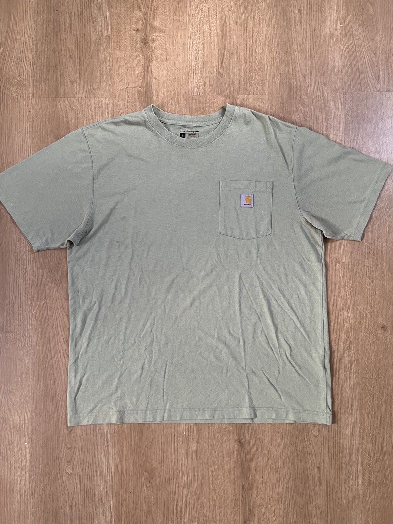 Carhartt K87 Heavyweight Pocket Tee (Category: Tshirts & Polo Shirts ) located in Angeles City. Submitted by mark.happenss (Listing ID 1467552314, Image 1). Description: Carhartt K87 Heavyweight Pocket Tee (Green Apple/Sage Green) Waist: 25 Length: 30.