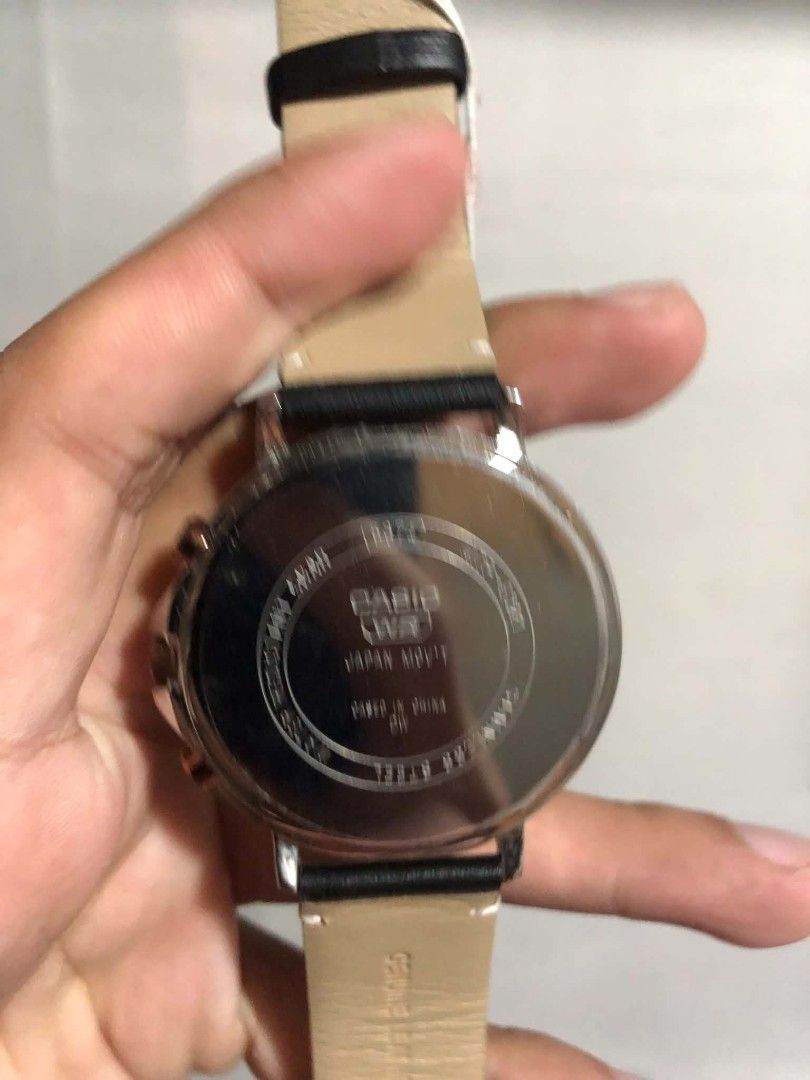 Casio MTP-E321L-1AVDF Watch (Category: Men's Watches) located in Lucena. Submitted by ziboldawg (Listing ID 1467474443, Image 2). Description: - Brand: Casio (Model: MTP-E321L-1AVDF) - Condition: Brand new, unworn with original tags attached - Inclusions: Comes with original box - Design: Black dial with elegant rose gold accents - Strap: Genuine leather - Features: Water resistant with multiple functional subdials.