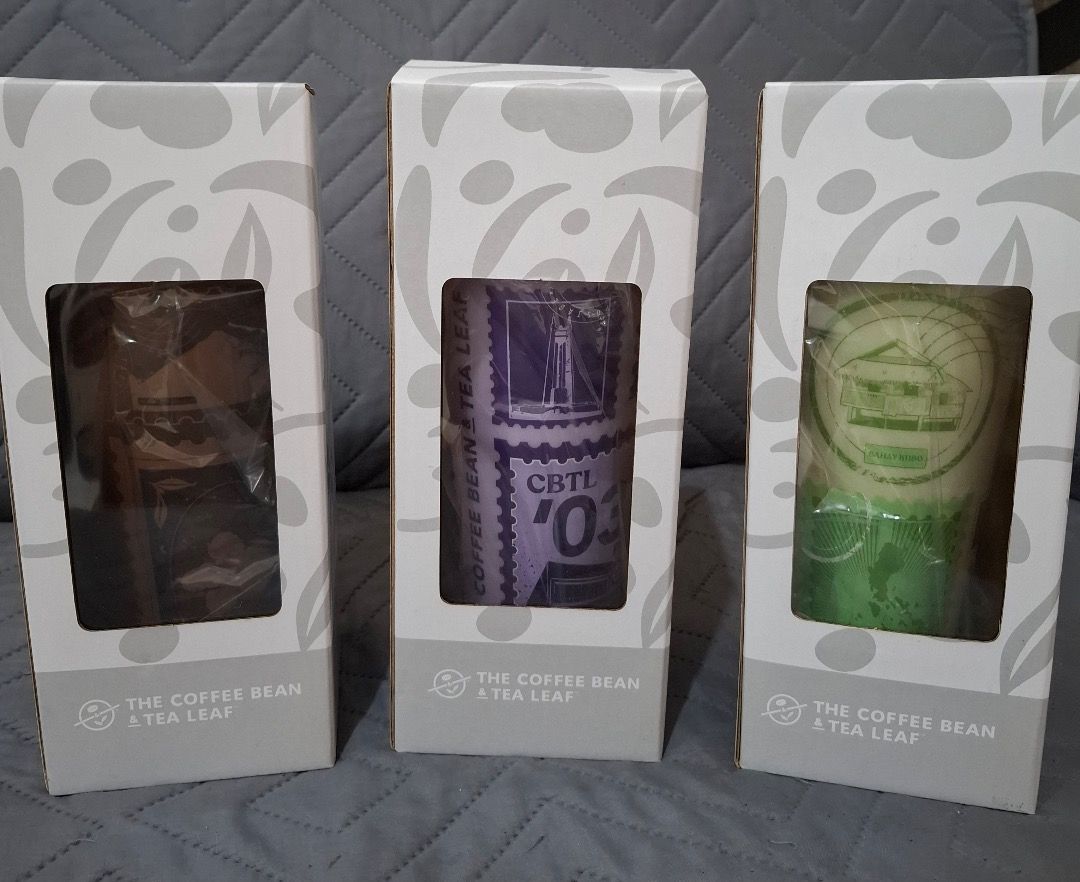 The Coffee Bean and Tea Leaf - CBTL 2026 Anniversary Tumblers (Category: Water Bottles & Tumblers) located in Pasig City. Submitted by loveacs (Listing ID 1467389683, Image 1). Description: Selling these brand new CBTL 2026 Anniversary Tumblers for just 750 each. Honestly, I didn't even plan on collecting them but since I've been spending so much time at CBTL lately, my stamp cards filled up fast. It felt like a waste not to redeem them. I actual