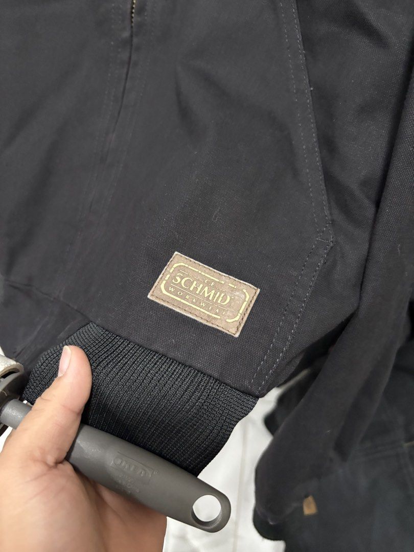 C.E. Schmidt Workwear Black Hooded Canvas Jacket Size L Tall (Category: Coats, Jackets and Outerwear) located in Paranaque City. Submitted by arcvintage (Listing ID 1467461754, Image 2). Description: Size: Large tall Chest: 26.5” Length: 29” Flaws: Color rate: 9.5/10 ₱1000 plus shipping fee. ________________________________________ Sizing is determined by measurements not by the garment tag. ________________________________________ Disclaimer: Ar