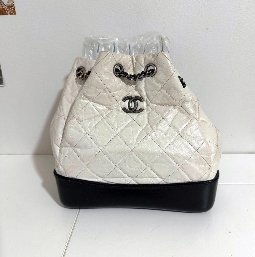 Chanel Aged Calfskin Gabrielle Backpack (small size, 2017) (Category: Luxury Bags & Wallets) located in Quezon City. Submitted by from_vminie (Listing ID 1467471637, Image 2). Description: Small Chanel Aged Calfskin Quilted Gabrielle Backpack released in 2017 ⟢ no inclusions, guaranteed authenticity with proof of import taxes ⟢ minor flaws as seen in photos, slightly negotiable ⟢ dimensions: 22 x 23 x 9 cm ⟢ for serious buyers only please - willi