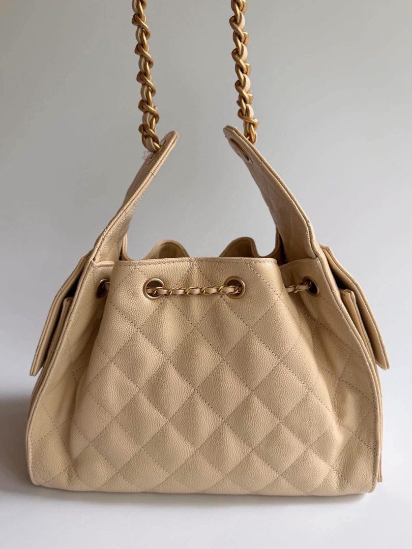 Chanel C25 Small Beige Caviar (Category: Luxury Bags & Wallets) located in Makati City. Submitted by theladyluxxe (Listing ID 1467378604, Image 3). Description: ✨CHANEL C25 BEIGE SMALL CAVIAR✨ Aged gold hardware Microchipped Brand new Complete set 🏷️ 445k Only! Up to 6mos layway Cash negotiable 💳 MOP: BPI/Bank Transfer/Gcash/Maya/Paypal DISCLAIMER: theladyluxxe is NOT AFFILIATED with any brand posted on this page. All rights, trademarks, and co