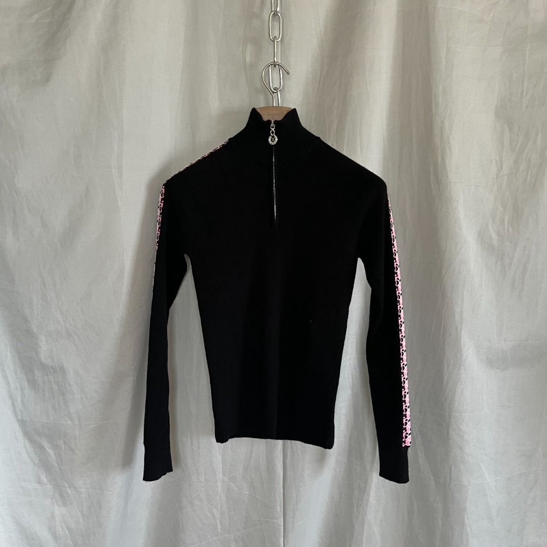 Chanel Half Zip Pullover Longsleeves (Category: Longsleeves) located in Quezon. Submitted by _babypluto (Listing ID 1467450143, Image 1). Description: Tagged size: 36 Condition: very good condition Measurements: Width: 13.5 inches Length: 23 inches Sleeve Length: 23 inches Note: actual color of the item may change due to lighting.
