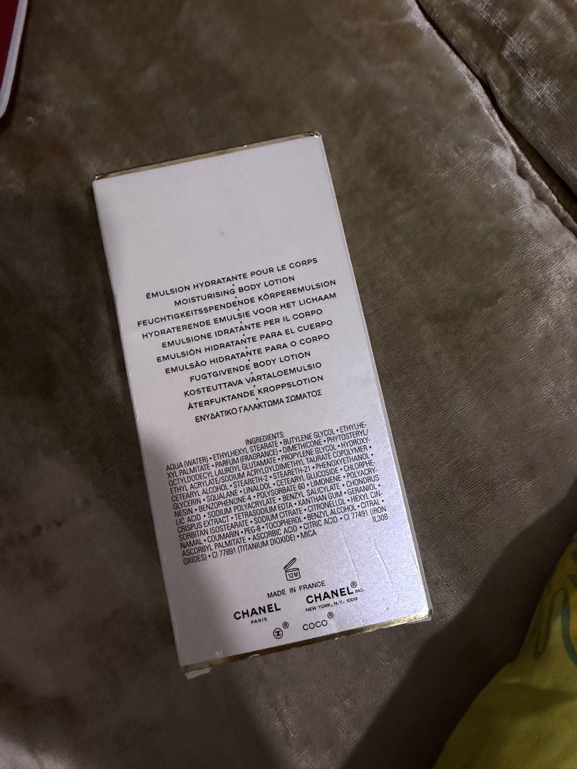Chanel Lotion (Category: Luxury Accessories) located in Caloocan City. Submitted by luckywhale_39047f (Listing ID 1467432549, Image 2). Description: Authentic Chanel Lotion.