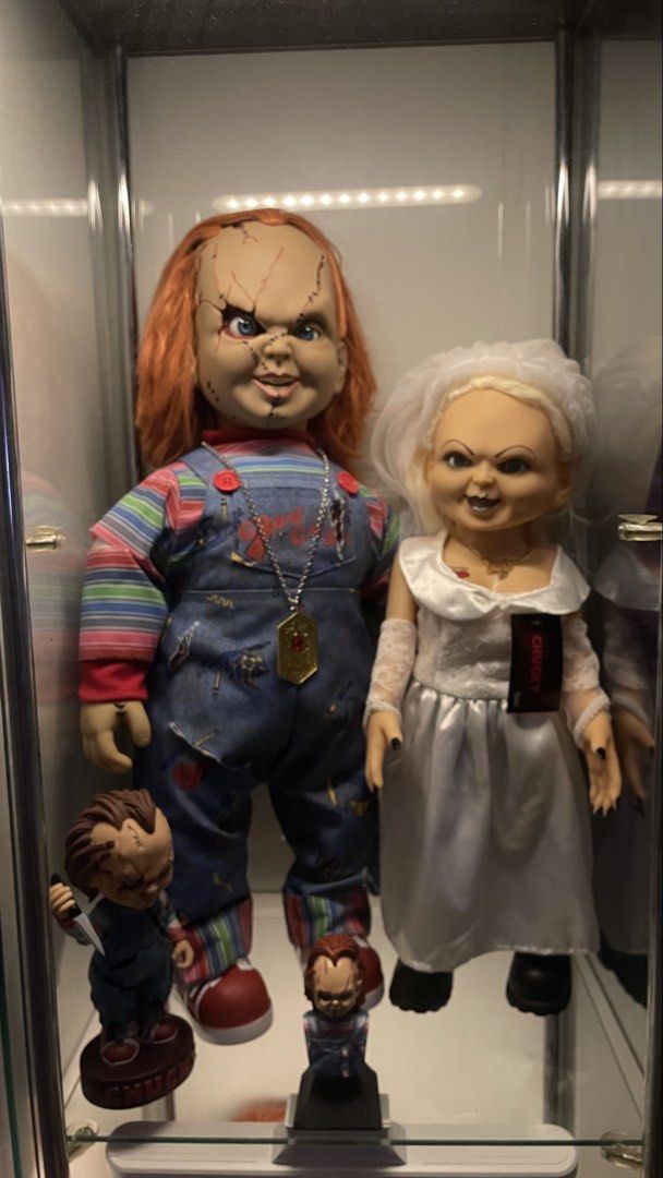 Chucky Doll and Tiffany Doll Set (Category: Figurines & Statues) located in Manila. Submitted by pokenuigurumi0511 (Listing ID 1467398902, Image 2). Description: Complete Chucky horror collection for sale! Includes a life-sized Chucky doll, Tiffany bride doll. Perfect bundle for horror fans and collectors..