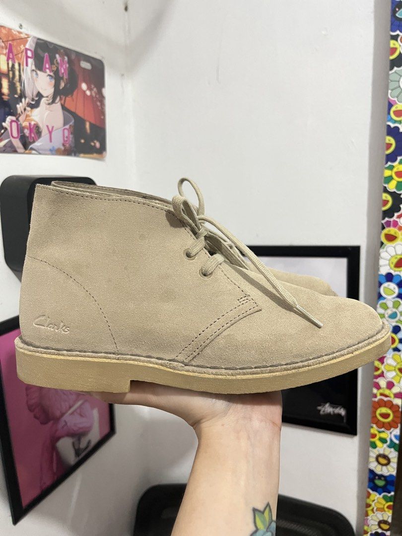 Clarks Desert Boots San Suede (Category: Boots) located in Santa Barbara. Submitted by znaethrifthing (Listing ID 1467500469, Image 1). Description: Clarks Desert Boots San Suede Like new condition US 7.5 womens 23.5-24cm See detailed picture Plus sf DM 📩.
