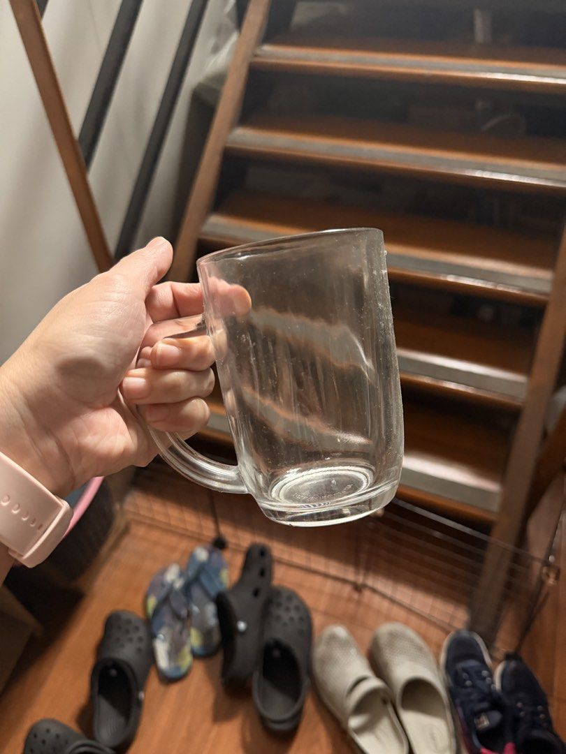 Clear Glass Mug with Handle (Category: Coffee & Tea Tableware) located in Quezon City. Submitted by shop.leilou (Listing ID 1467458082, Image 1). Description: - Clear glass mug with a sturdy handle and simple heavy-bottom design - Versatile size suitable for beer, coffee, or tea 5pcs available ₱30 per pc ₱100 to get all 5.
