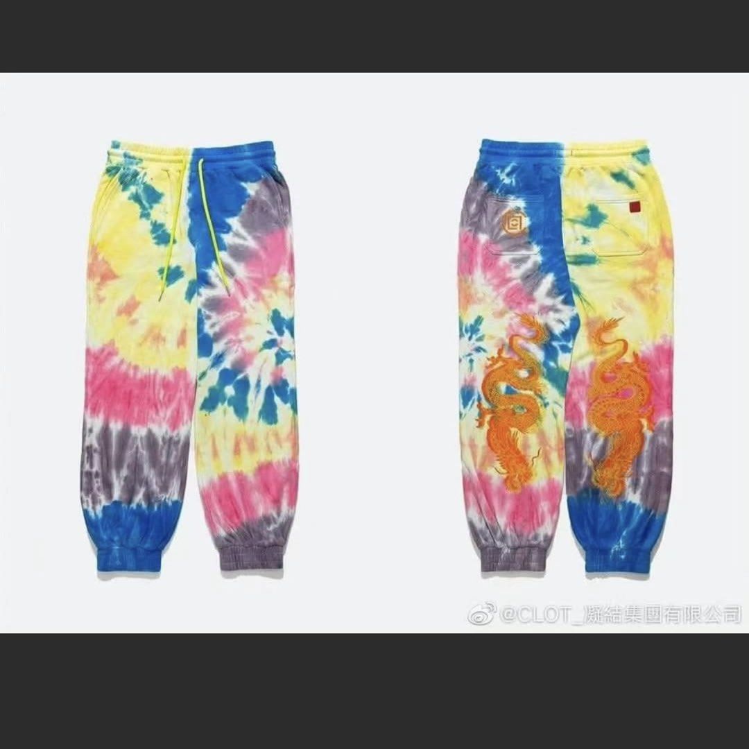 CLOT Tie Dye Dragon Sweatpants (Category: Joggers) located in General Trias. Submitted by seconddegreeco (Listing ID 1467518621, Image 1). Description: CLOT Tie Dye Dragon Sweatpants XL 32-38 waistline (stretched) 44 length 9 leg opening Like new ✨ No issue.