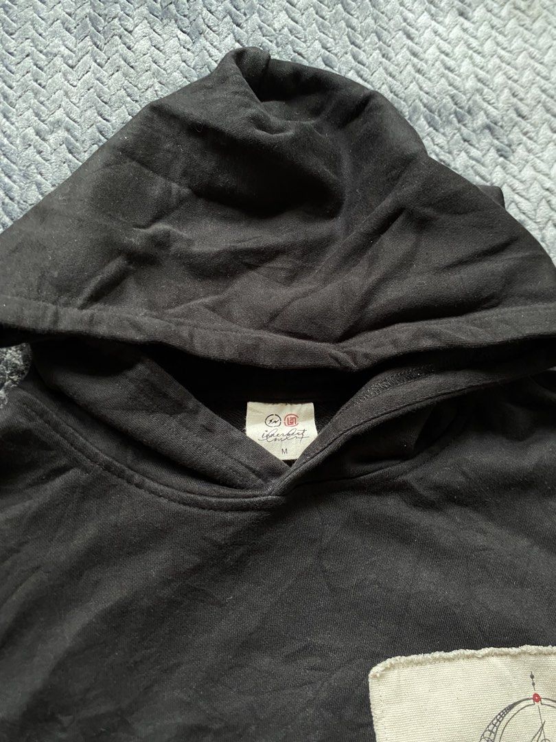 Cloth X Fragment (Category: Coats, Jackets and Outerwear) located in Olongapo. Submitted by WAVYT (Listing ID 1467434355, Image 2). Description: - Color: Black - Size: Medium - Material: 100% cotton (Made in China) - Design: Geometric biohazard graphic on the back and chest patch - Features: Roomy front pocket and comfortable fit - Care: Hand wash recommended.