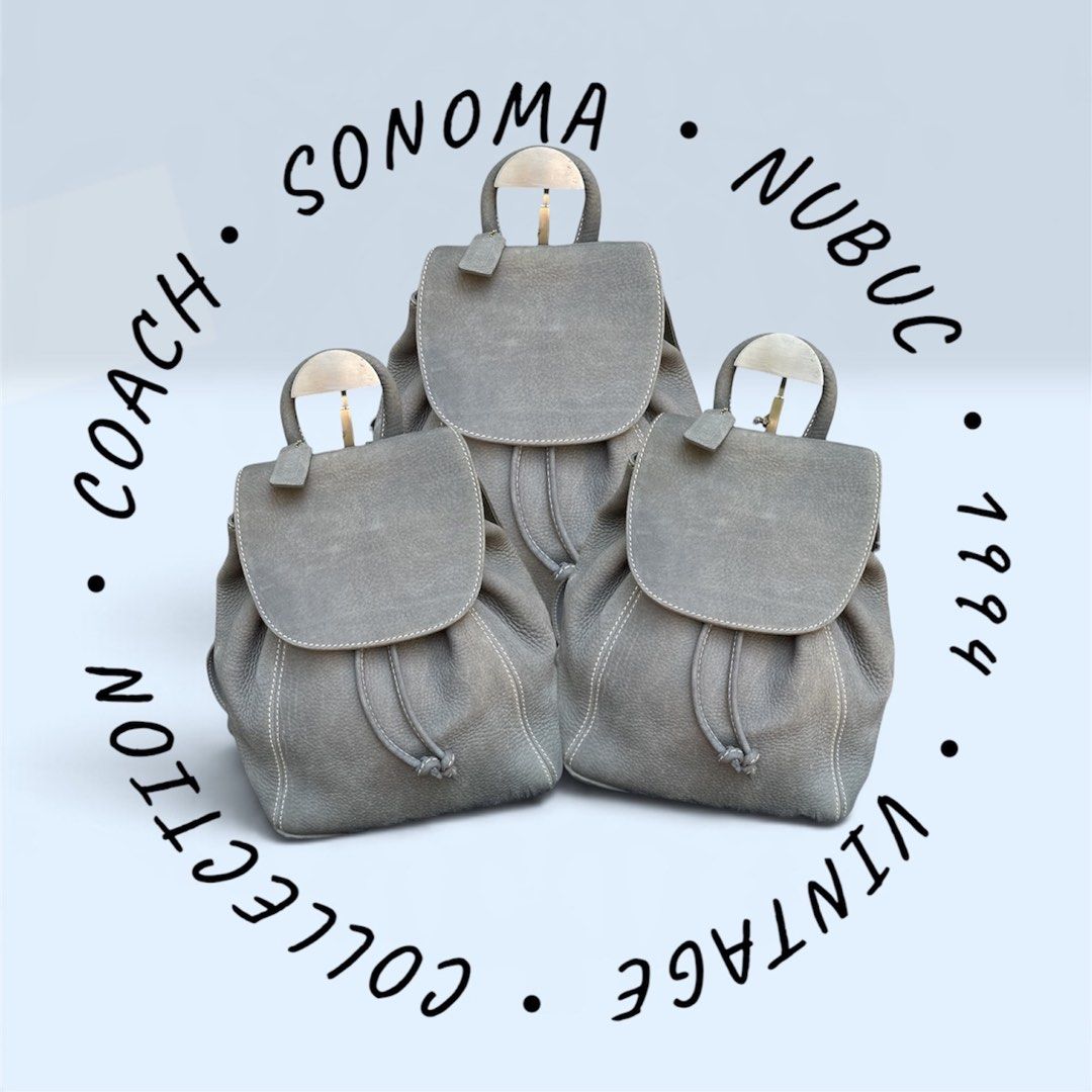 COACH 1994 SONOMA NUBUC Drawstring bag (Category: Luxury Bags & Wallets) located in Cagayan de Oro. Submitted by kjcartier26 (Listing ID 1467496362, Image 1). Description: Authentic, Flawless, Clean, Exquisite. ✨ - Made in Italy 1994 collection. - Original Dustbag inclusion. - Flawlessly authentic..