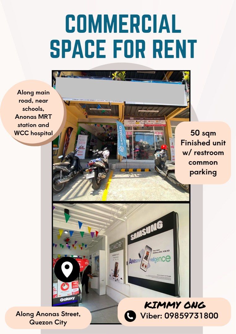 COMMERCIAL SPACE IN CUBAO Q.C (Category: Commercial) located in Manila. Submitted by happybear24 (Listing ID 1467371490, Image 2). Description: Anonas Ground flr — 1,000 per sqm plus VAT (finished units) Second floor — 700 per sqm (Bare units) Terms: 3 months deposit 1 month advance .