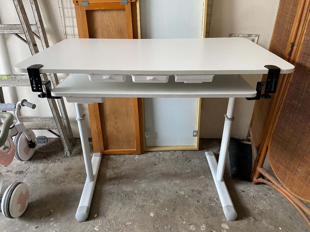 Computer Table Adjustable Height (w/underdesk drawers and laptop drawer) (Category: Tables & Sets) located in Cavite. Submitted by maisonmem (Listing ID 1467494641, Image 2). Description: Computer Table (adjustable height) 4 underdesk drawers underdesk keyboard drawer.