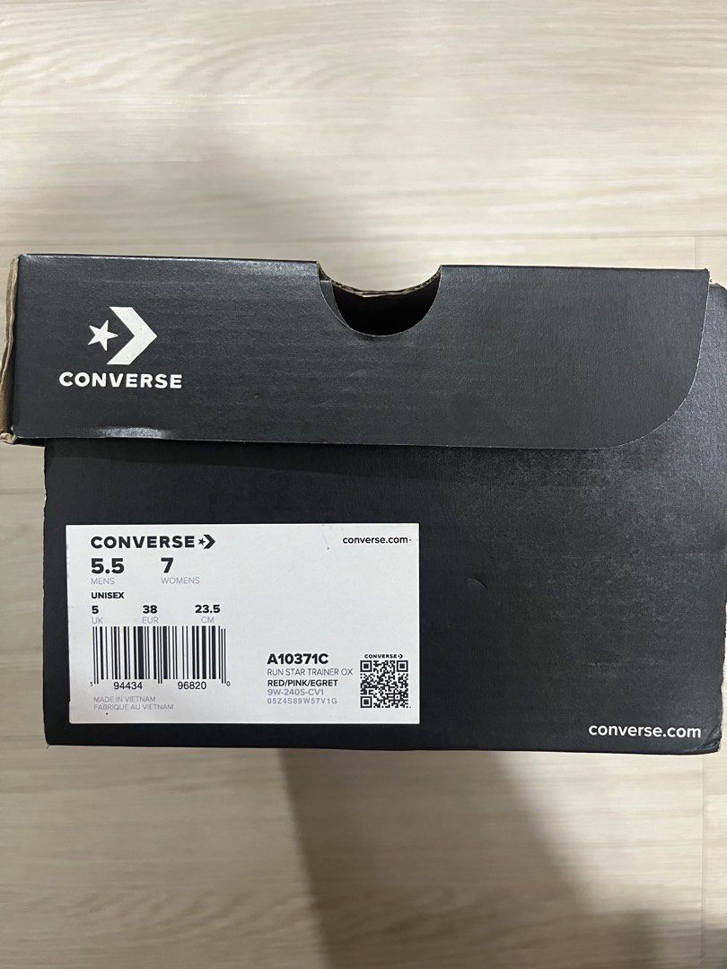 Converse Run Star Trainer (Red) (Category: Sneakers) located in Manila. Submitted by xelmate (Listing ID 1467376785, Image 3). Description: Complete with box | 100% Authentic SRP @ Converse Store Uptown Mall BGC: ₱4,795 (bought last year) RFS: not reaching for it anymore for my shoe rotation. The shoes still look brand new, no scratches or anything. The whole shoe external and internal are in good condition..
