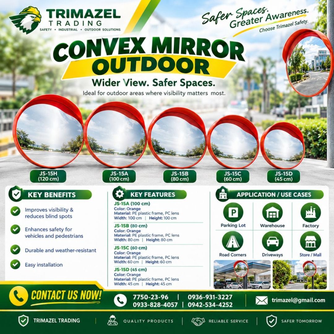CONVEX MIRROR OUTDOOR (Category: Looking For) located in Pasig City. Submitted by cruzmia.825 (Listing ID 1467364254, Image 1). Description: ✅ Guaranteed lowest price ✅ Quality products ✅ Big discount for bulk orders ✅ 100% LEGIT TRUSTED SUPPLIER! ✅ With Complete Legal Documents ✅ BIR Registered We Supply All Kinds Of PPE Supplies, Raincoat, Hard Hat, Cooler Box, Plastic Trash Bin, Road Barriers, Kayak Boats, Crystal Kayak, Traffic Cone, T-Bollar