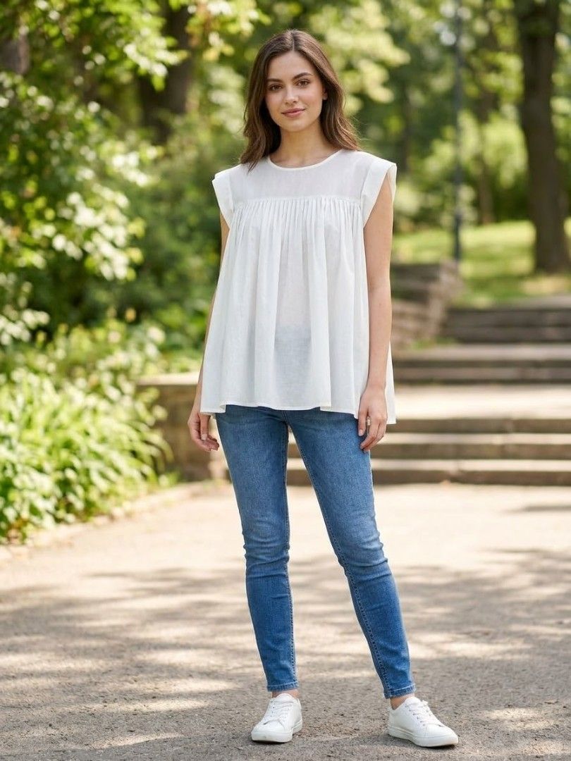 Cream Blouse (Category: Blouses) located in Santa Cruz. Submitted by deenem (Listing ID 1467374731, Image 1). Description: Lightly Used😍👌 No flaws👌 Can fit M-L Asian (Measurements laid flat in inches) Bust:19 Armhole:8 Lenght: 29.