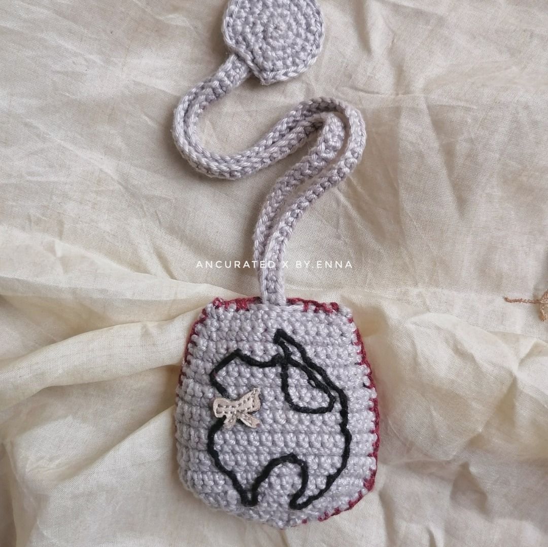 Crochet Catmint pocket watch (Category: Men's Watches) located in Escalante. Submitted by byenna (Listing ID 1467303623, Image 3). Description: This is an original watch from Catmint. since the original faux leather was completely peeling off, so I stripped it down and remade the casing entirely. Hand-crocheted the pouch, embroidered the little details, and added a fresh battery so it’s ticking perfectly again. It's a one-of-a-kind artisan piece 