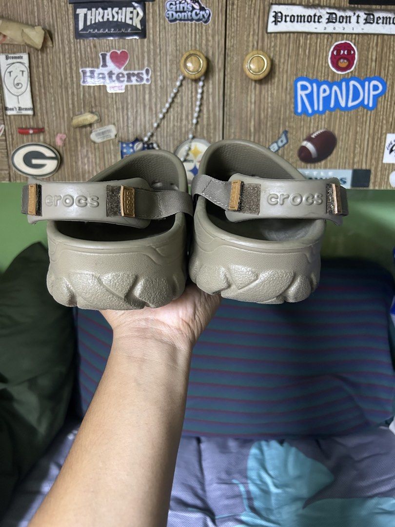 Crocs Echo Clog Taupe Size M11 (Category: Slippers & Slides) located in Quezon City. Submitted by thriftxgoods (Listing ID 1467445004, Image 3). Description: - Color: Taupe - Size: Men's US 11 - Origin: Made in Vietnam - Design: Classic clog with adjustable backstrap - Comfort: Cushioned foam footbed - Traction: Textured grip outsole - Condition: Shows bottom tread wear and scuffing as seen in photos, but plenty of life left.