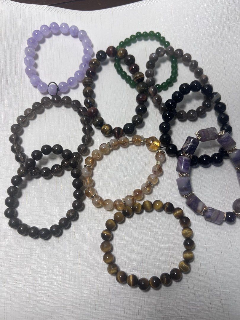 Crystals Bracelet - take all (bundle) (Category: Other Accessories) located in Quezon City. Submitted by hdelros (Listing ID 1467490661, Image 2). Description: Bundle -10 pcs for 1500 all are very good / high quality rfs: need funds Smokey Q, Bronzite, Purple quartz, Moonstone, Auralite, Onyx, Citrine, 2 Tiger’s Eye, Green Jade.