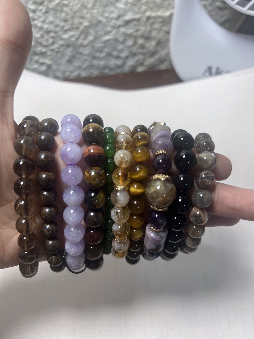 Crystals Bracelet - take all (bundle) (Category: Other Accessories) located in Quezon City. Submitted by hdelros (Listing ID 1467490661, Image 1). Description: Bundle -10 pcs for 1500 all are very good / high quality rfs: need funds Smokey Q, Bronzite, Purple quartz, Moonstone, Auralite, Onyx, Citrine, 2 Tiger’s Eye, Green Jade.
