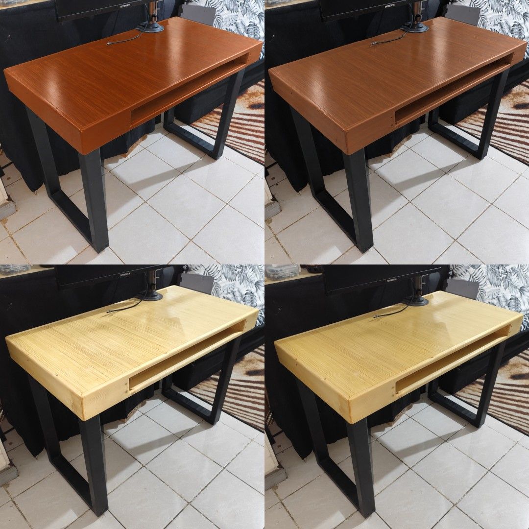 Custom Wooden Computer Desk (Category: Office Furniture & Fixtures) located in Manila. Submitted by matte.blcc (Listing ID 1467422497, Image 2). Description: Length: 100cm Width: 53cm (correction) Height: 74cm to 75cm 2"x3" solid wood framing (can hold 200kg) Detachable top Polyurethane Coating: resist water, hot or cold, pawis etc. Made to last.