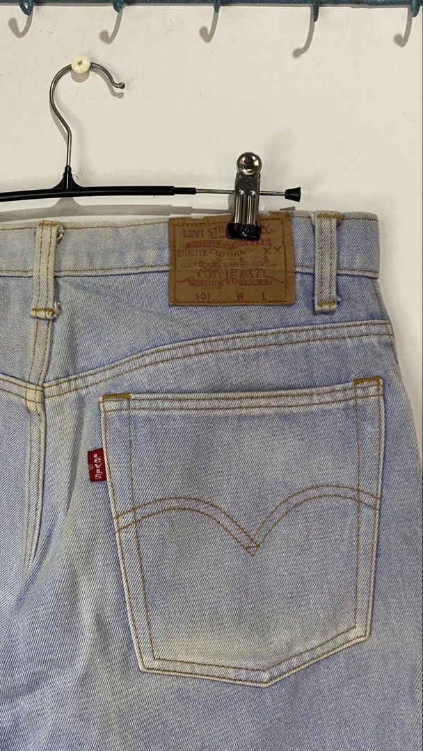 DENIM PANTS (Category: Jeans) located in Jaen. Submitted by oshimamark58418 (Listing ID 1467408265, Image 3). Description: - Brand: Levi's 501 - Style: Classic light wash denim pants - Size: US 32 - Condition: 7/10 (ganda ng pagka-worn-in) - Features: Durable cotton denim, iconic back patch and red tab, comfortable fit for daily wear.