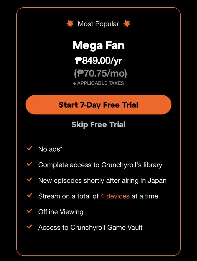 Disney+ Premium and Crunchyroll Annual Plan (Category: Vouchers) located in Bacoor. Submitted by arrastyles27287 (Listing ID 1467364336, Image 2). Description: Disney Plus Premium Annual (1 voucher) 3800 only (4850 original price) Crunchyroll Annual (2 vouchers) 700 only (849 original price) Vouchers can be claimed using your account. Price is negotiable .