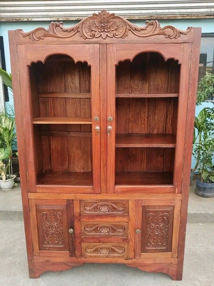 Display cabinet narra wood (Category: Shelves, Cabinets & Racks) located in Manila. Submitted by carmelites36250 (Listing ID 1467483286, Image 1). Description: Kitchen Cabinet made of solid Narra Wood. Restored and revarnished. Ready to use. Clear glass will be installed prior to delivery. Get it for only P16,450. Size L48 x W19 x H76 inches.