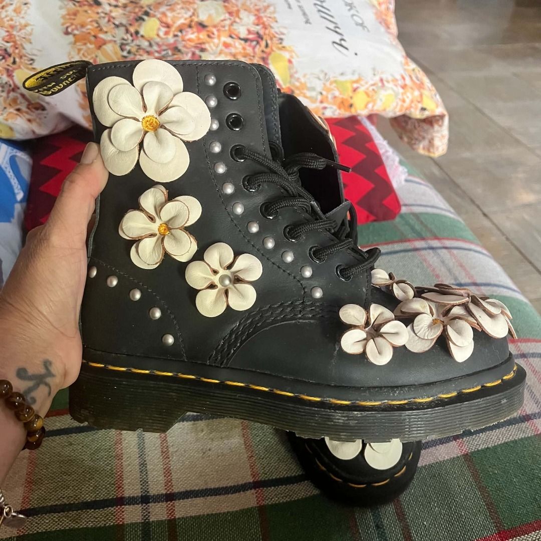 Dr. Martens Pascal FLWR Black Boots UK 3 EU 36 (Category: Boots) located in Cebu City. Submitted by islanevaeh85 (Listing ID 1467504461, Image 1). Description: - Brand: Dr. Martens - Model: Pascal FLWR - Color: Black - Size: UK 3 / EU 36 / US 5 - Material: Leather upper with 3D floral appliqués and side studs - Details: Classic yellow welt stitching, AirWair heel pull tab - Sole: Durable, slip-resistant grooved outsole (oil, fat, acid, petrol, an