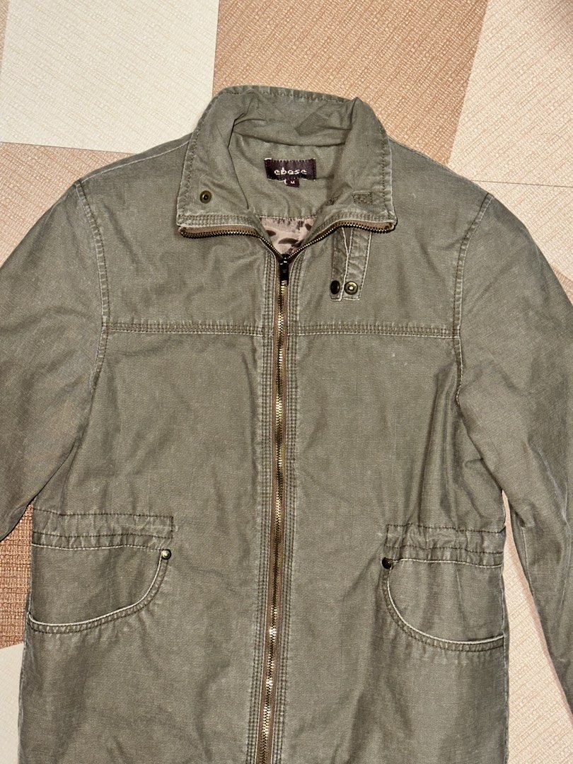 Ebase Olive Green Canvas Utility Jacket (Category: Coats, Jackets and Outerwear) located in Baguio. Submitted by littlearchive (Listing ID 1467548009, Image 2). Description: length: 24" bust: 17" fits small - medium .