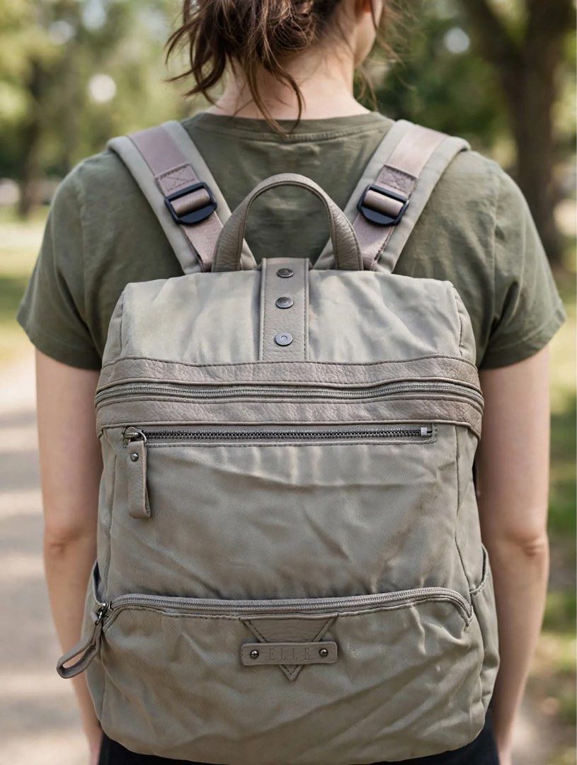 Elle bagpack with pouch unisex (Category: Backpacks) located in Tacurong. Submitted by pearlitas_ukay (Listing ID 1467367235, Image 1). Description: ELLE BAGPACK WITH POUCH good as new Med-Large Multiple compartments No flaws Mine 550.