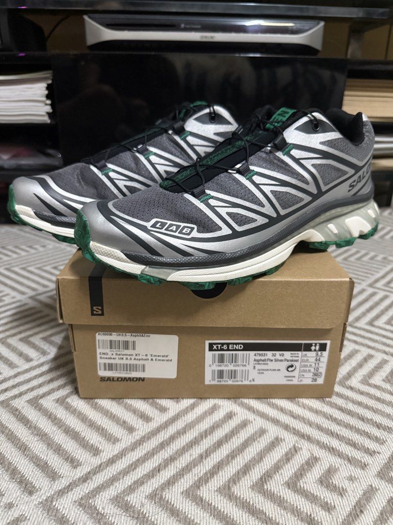 END x Salomon XT-6 Emerald 10 US (Category: Sneakers) located in Quezon City. Submitted by justthinkingg (Listing ID 1467519881, Image 1). Description: For sale - END x Salomon XT-6 ‘Emerald’ 20th Anniversary (used, complete with original box and receipt) Size 10US Selling for - 10.5k only Location: Sta Mesa, QC Buyer shoulders delivery fee.