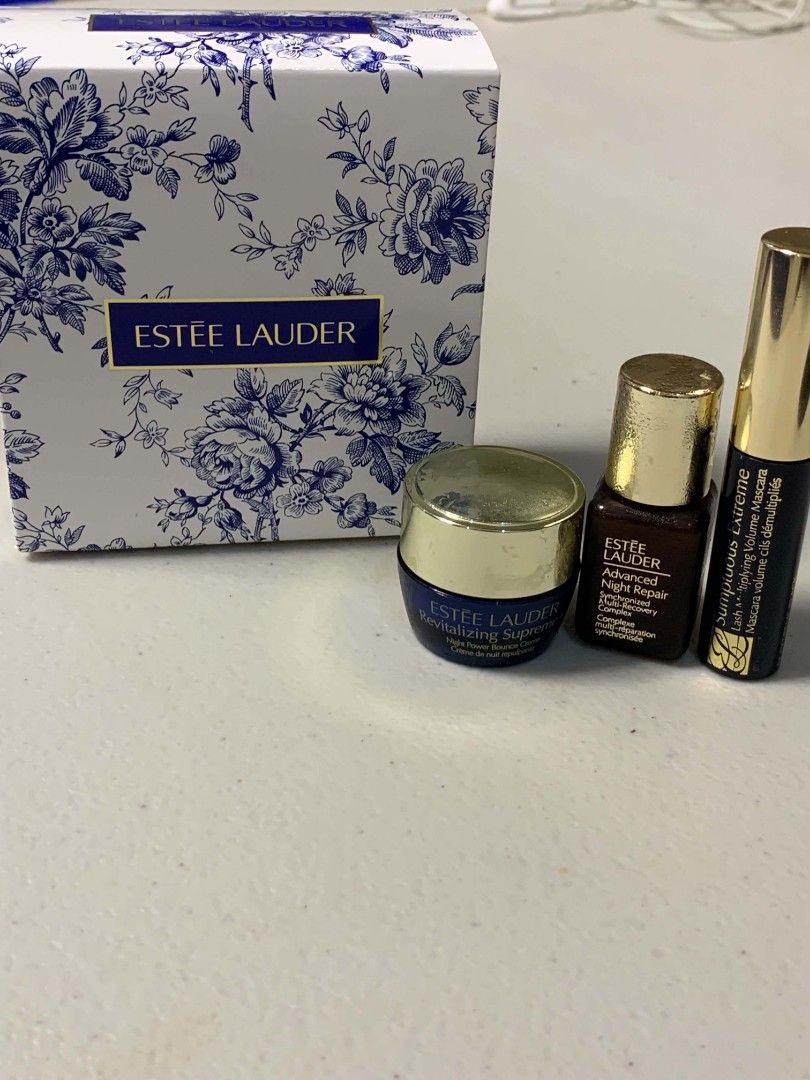 ESTĒE LAUDER SERUM, CREAM, AND MASCARA (Category: Face Care) located in Caloocan City. Submitted by ellethrifty (Listing ID 1467551853, Image 1). Description: USED THE SERUM AND CREAM 4X STILL FULL (FROM US) FOR THE MASCARA NEVER BEEN USE RFS: DECLUTTERING M:539 L:559 (SHIPPED).