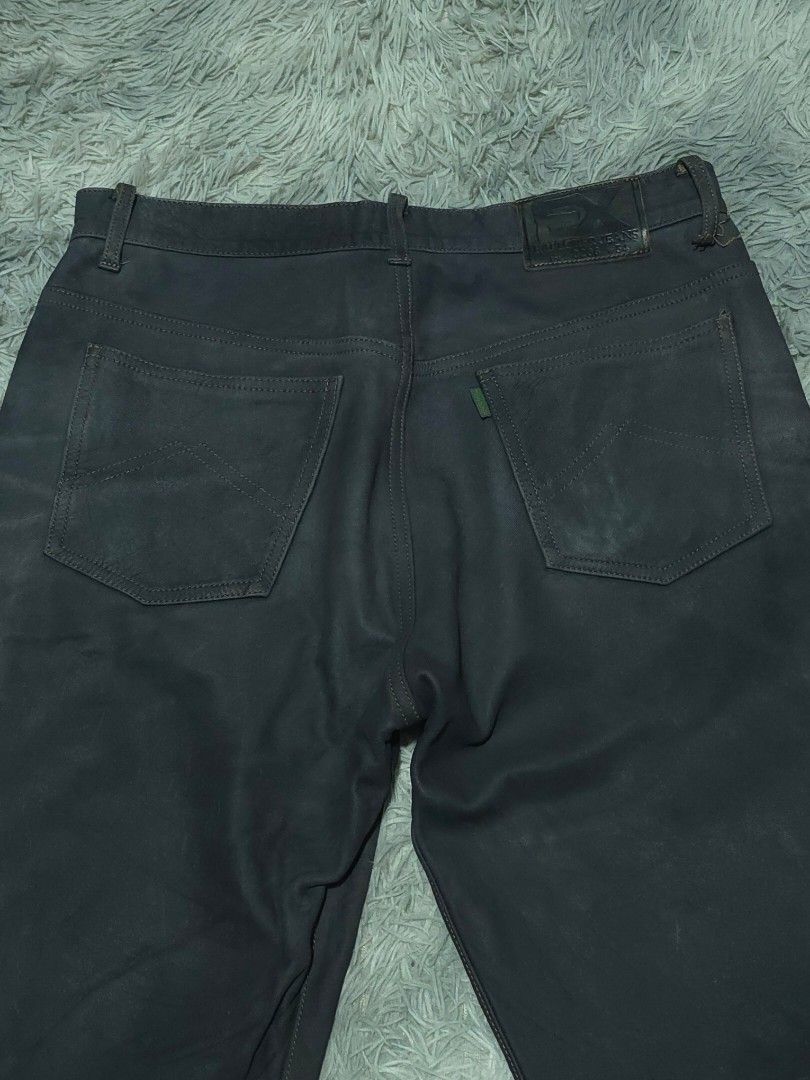 Explorer Jeans Leather Pants (Category: Jeans) located in Abulug. Submitted by humanwhosellthings (Listing ID 1467365445, Image 3). Description: EXPLORER JEANS Leather Pants ✅Excellent Condition ✅Issue: needs wash only ▫️Waist Size: 32 ▫️Length: 43 - Color/Finish: Dark grey with a subtle washed and waxed finish - Fit: Straight leg - Details: Standard five-pocket design, button fly closure, and belt loops - Branding: Leather brand patch on the bac