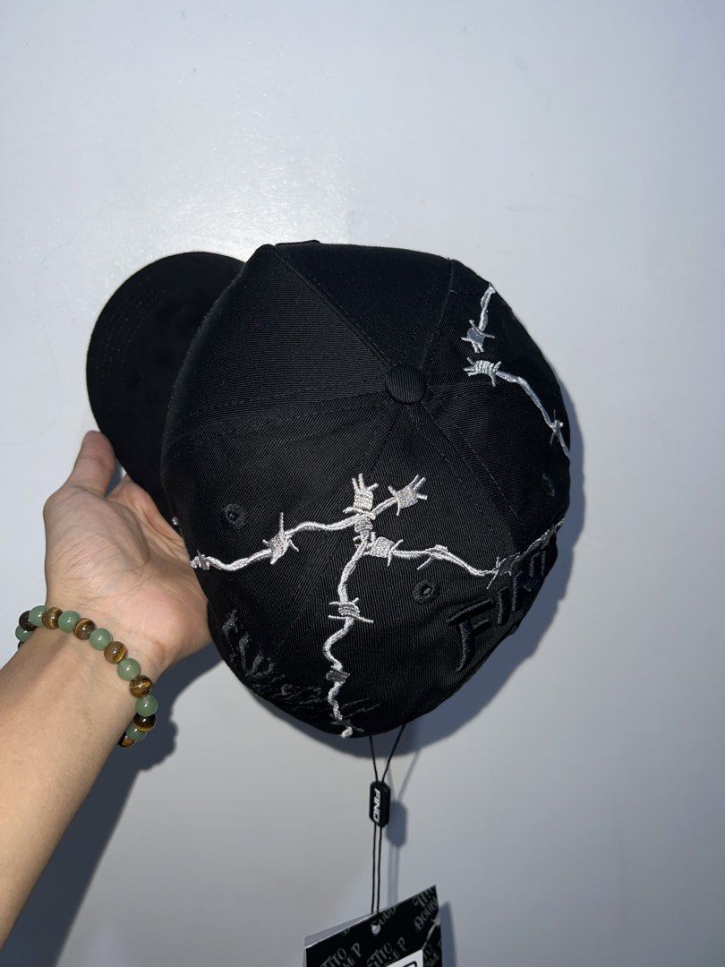 FINO Black Snapback Cap with Barbed Wire Embroidery (Category: Caps & Hats) located in Manila. Submitted by justineperez (Listing ID 1467500456, Image 2). Description: FORSALE‼️ AFRAME RHINESTONE📩 BRANDNEW✅ TAGUIG CITY📍.