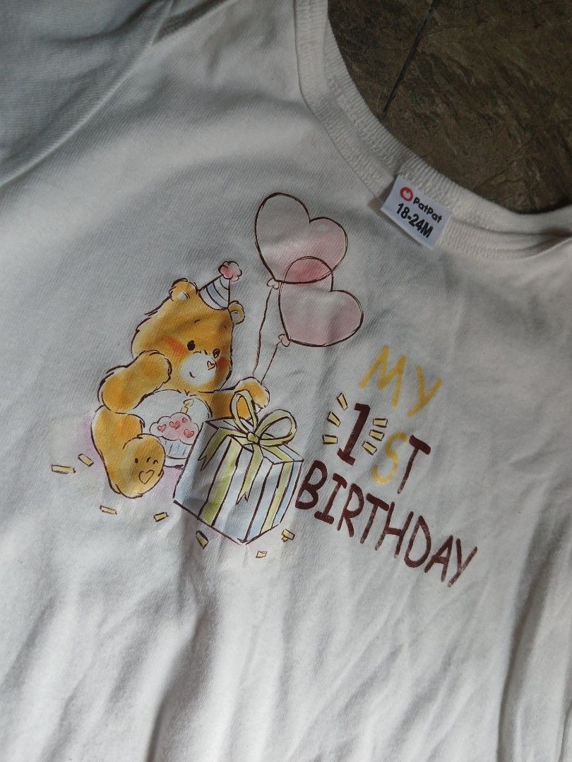 First birthday onesie (Category: Babies & Kids Fashion) located in Manila. Submitted by murangmura (Listing ID 1467448397, Image 2). Description: cm posted stretchy.
