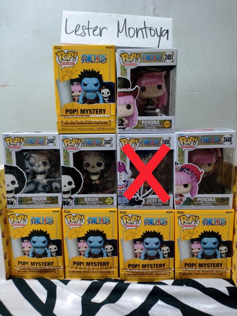 Funko Pop Mystery One Piece (Category: Designer & Blind Box Toys) located in Bacoor. Submitted by eljae30 (Listing ID 1466681856, Image 1). Description: 💯💯💯For Sale💯💯💯 Pop! Mystery - One Piece Brook GITD w/ card - 700 Brook w/ card - 700 Perona w/ card - 700 Gecko Moria w/ card - 700(Sold)❌❌❌ Perona Chase w/ shiny card - 20k Brandnew Complete w/ box Box condition 10/10 Location: Bacoor, Cavite Dm ur offers.