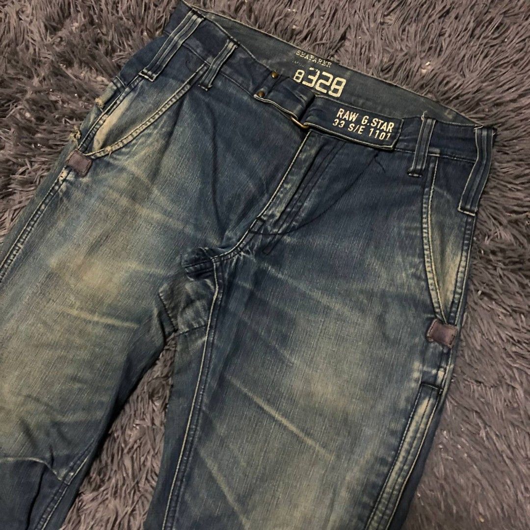 G Star Raw Denim Pants (Category: Jeans) located in Camiling. Submitted by thriftscape2024 (Listing ID 1467464826, Image 3). Description: Excellent Condition Color rate: 9/10 Issue: mini hole W: 32 L: 43 Thigh: 13 Leg Opening: 9.