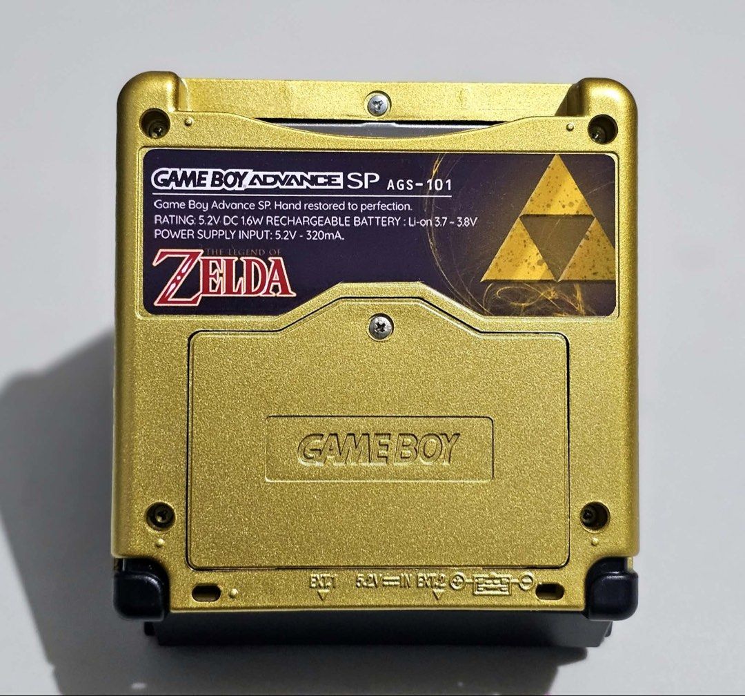 Gameboy Advance SP AGS-101 (Category: Nintendo) located in Santa Rosa. Submitted by j.r.constantino (Listing ID 1467549667, Image 3). Description: 📣 For sale Gameboy Advance SP 📣 🏷️ ₱5,000 ➡️ AGS-101 model ➡️ New Zelda shell ➡️ Bright screen (Orig LCD) ➡️ Loud sounds (newly replaced capacitor) ➡️ All buttons are crisp and working ➡️ EXT and charging port are working ➡️ With new battery and charging cable ➡️ With free games (bootlegs only) ➡️ F