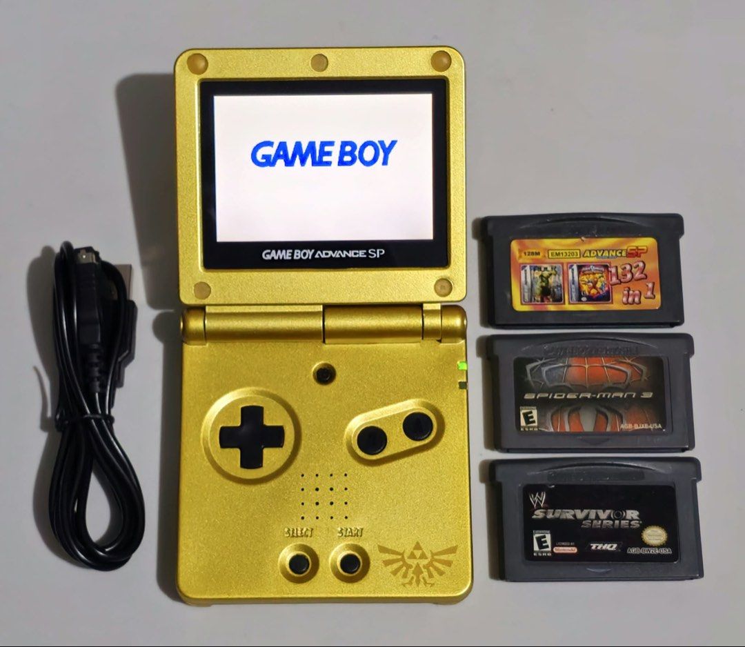 Gameboy Advance SP AGS-101 (Category: Nintendo) located in Santa Rosa. Submitted by j.r.constantino (Listing ID 1467549667, Image 1). Description: 📣 For sale Gameboy Advance SP 📣 🏷️ ₱5,000 ➡️ AGS-101 model ➡️ New Zelda shell ➡️ Bright screen (Orig LCD) ➡️ Loud sounds (newly replaced capacitor) ➡️ All buttons are crisp and working ➡️ EXT and charging port are working ➡️ With new battery and charging cable ➡️ With free games (bootlegs only) ➡️ F