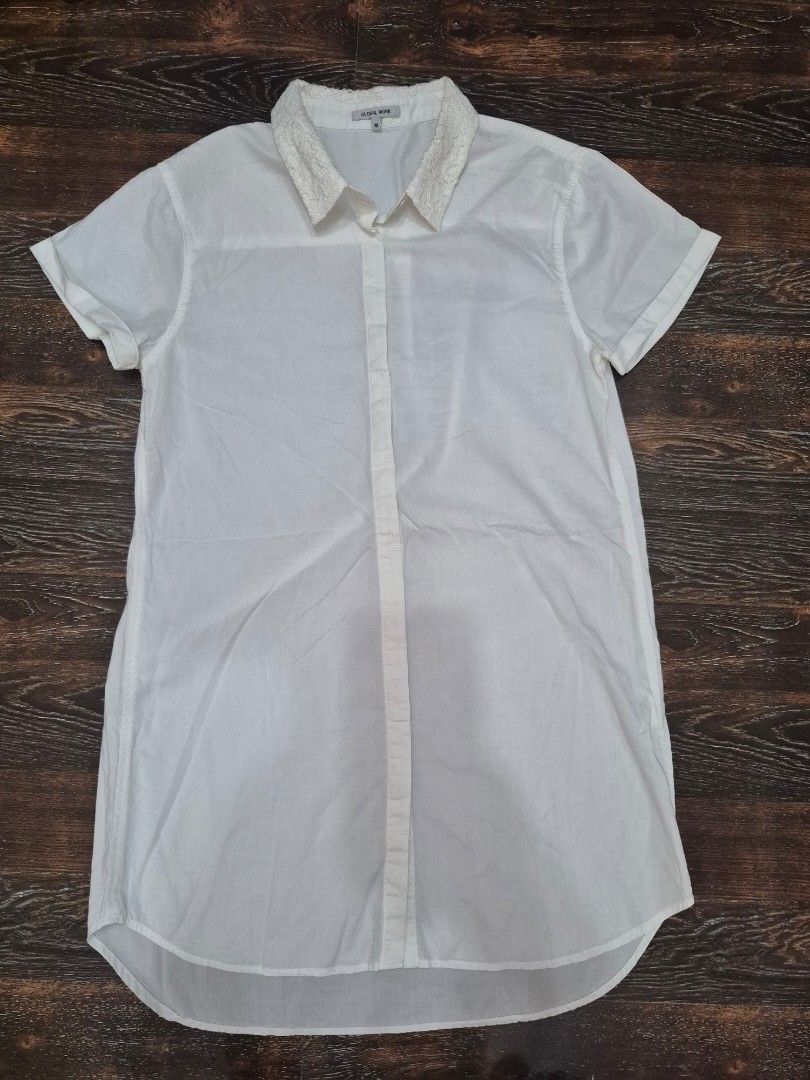 Global Work White Long Blouse/Mini Dress (Category: Dresses) located in Santa Cruz. Submitted by deenem (Listing ID 1467372566, Image 2). Description: Like New😍👌 No flaws👌 M on Tag Can fit S-M Asian (Measurements laid flat in inches) Bust:17.5 Armhole:8.5 Lenght: 31 -33.