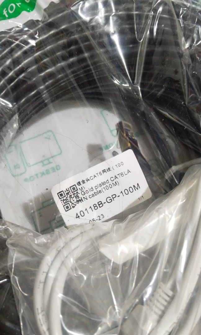 Gold-Plated Cat6 LAN Ethernet Cable (100 Meters) + Bonus Cat5e Patch Cable (Category: Computer Parts) located in Manila. Submitted by mc_2028 (Listing ID 1467395594, Image 1). Description: FOR SALE: Gold-Plated Cat6 LAN Ethernet Cable (100 Meters) + Bonus Cat5e Patch Cable Price: 699 Condition: Brand New Price: P1,200 Sealed in Plastic Packaging Key Features & Details: * Main Cable: High-Speed Cat6 Ethernet LAN Cable * Length: 100 Meters (Black) 