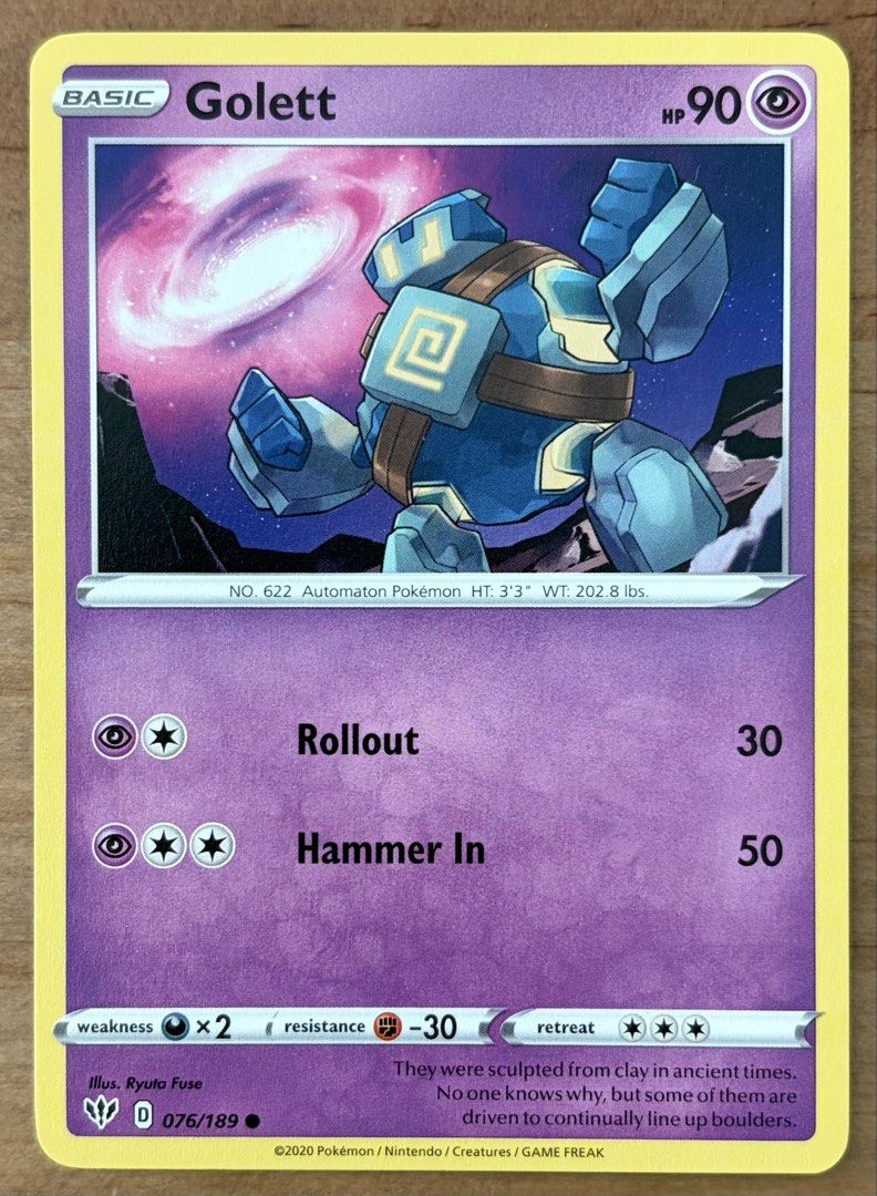 Golett | Pokemon Cards ~ Darkness Ablaze (Category: Raw Singles) located in Makati City. Submitted by cardlab (Listing ID 1467366537, Image 1). Description: Items are 💯 authentic/original/legit. About The Card: •Language: EN • Number: 076/189 • Common • Normal FOR: • Cards ₱99 and below with Card Sleeves • Cards ₱100 and up with Card Sleeves and Used Toploader • ₱10 for Bnew Tops Packaging (If Shipping): ✔️ Plastic cover ✔️ Cardboard ✔️ Bubble w