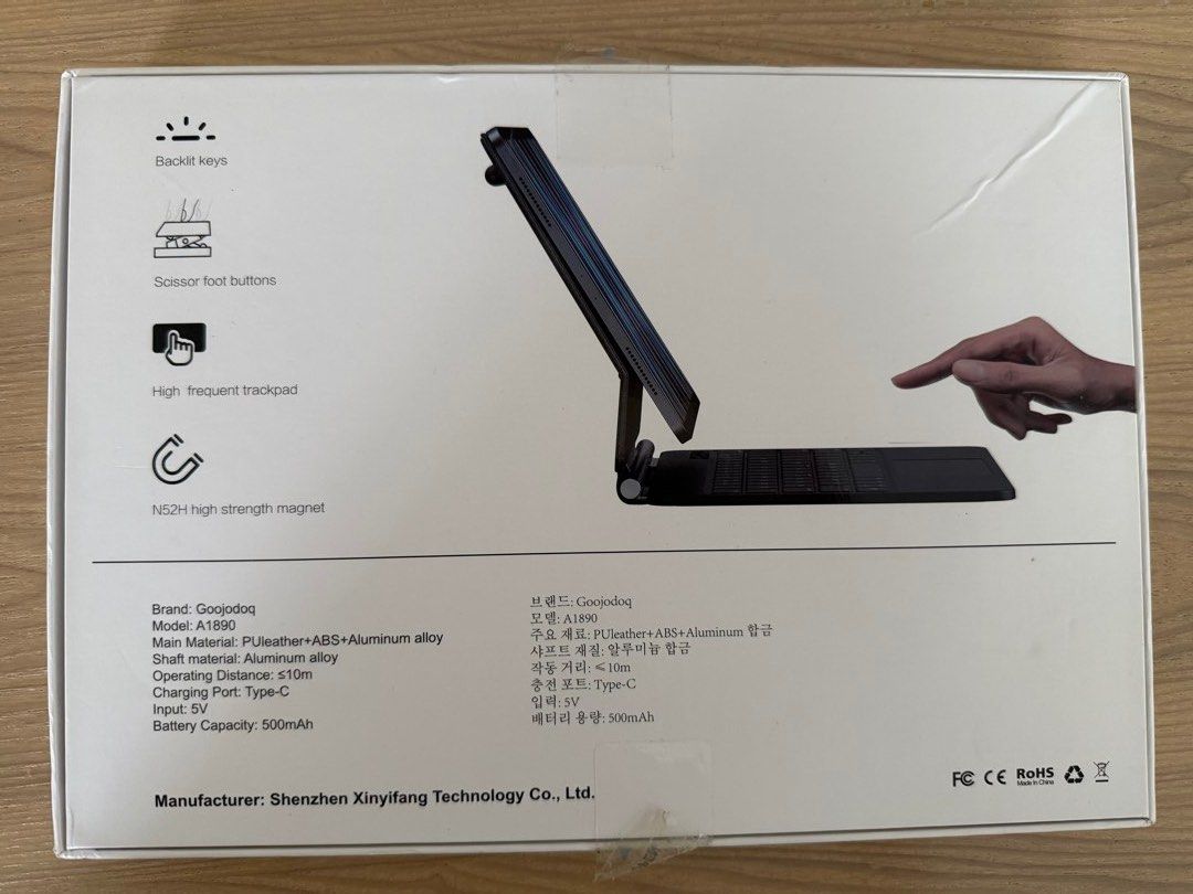 Goojodoq Wireless Keyboard Case A1890 11/10.9 inch (Category: Cases & Sleeves) located in Angeles City. Submitted by arduino-lover (Listing ID 1467464561, Image 3). Description: - Compatible with: 11-inch iPad Pro and iPad Air 4th/5th/6th Gen - Color: Sleek Black finish with premium PU leather, ABS, and aluminum alloy materials - Navigation: Built-in high-precision trackpad - Typing: Comfortable scissor-foot buttons with adjustable backlit keys -