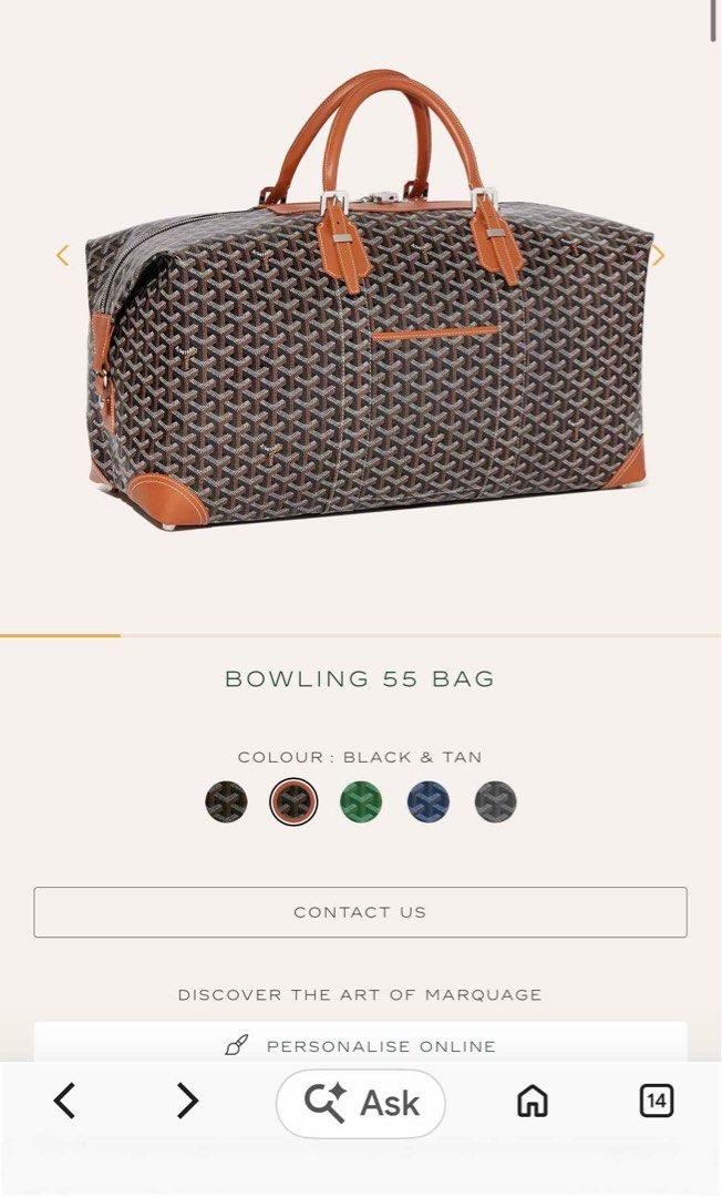 Goyard Bowling 55 Bag (Category: Luxury Bags & Wallets) located in Makati City. Submitted by pre_loved_items_.moon (Listing ID 1467553577, Image 3). Description: Authentic Goyard Bowling 55 Bag | Bought in Japan | 20 length x 15 inches width.